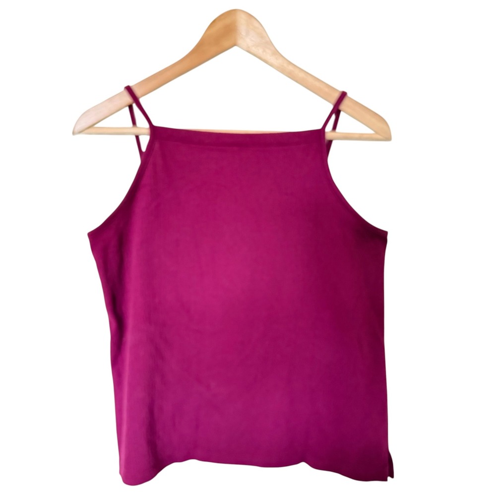 LOFT Outlet Camisole Women Small Magenta Square Neck Crinkle Texture Excellent